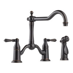 Click here to see Brizo 62536LF-RB Brizo 62536LF-RB Tresa Two-Handle Bridge Kitchen Faucet w/ Side Spray, Venetian Bronze