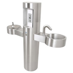 Click here to see Murdock GWQ84 Murdock GWQ84 Wash-N-Go! Pedestal Mount Handwashing and Drinking Station with Bottle Filler - Satin Stainless