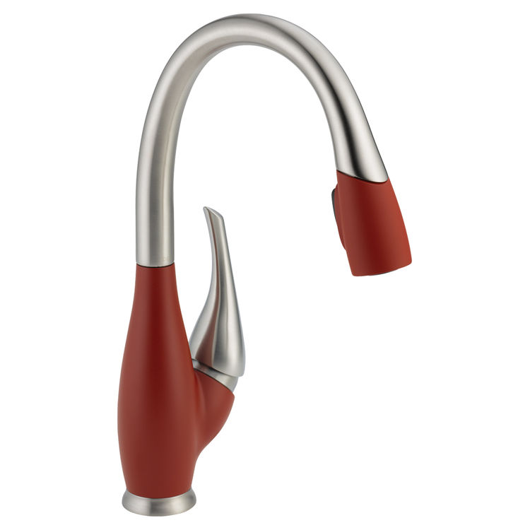 Delta 9158-SR-DST Delta 9158-SR-DST Single Handle Pull-down Faucet - Stainless/Red