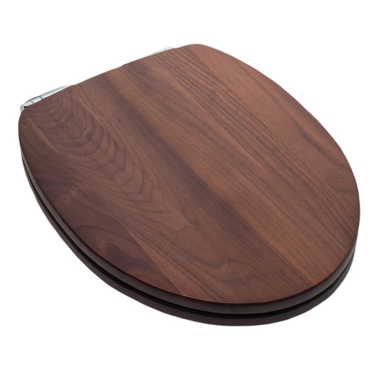 Wooden Toilet Seats Wood Elongated Oblong Natural Walnut Throne Plumbing Lid Top 
