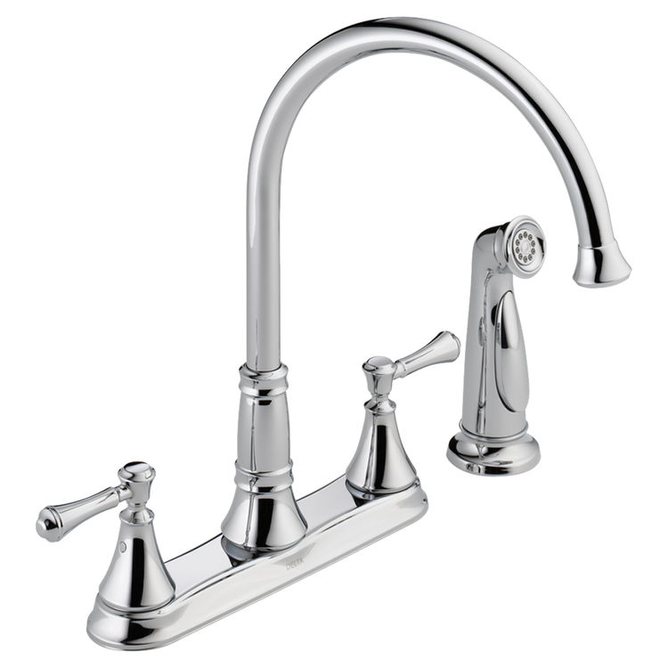 Delta 2497lf Two Handle Kitchen Faucet With Sprayer Chrome