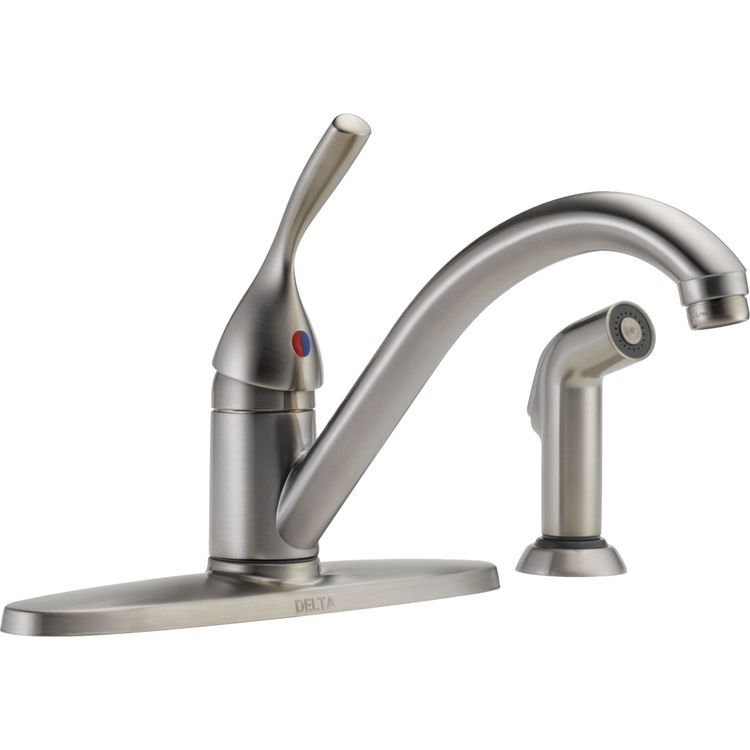 Delta 400-SS-DST Delta 400–SS–DST Classic One Handle Kitchen Faucet with Side Sprayer: Stainless