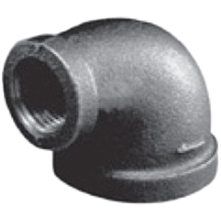 1 " x 1/2" BLACK MALLEABLE PIPE FITTING 90 DEGREE REDUCING ELBOW 