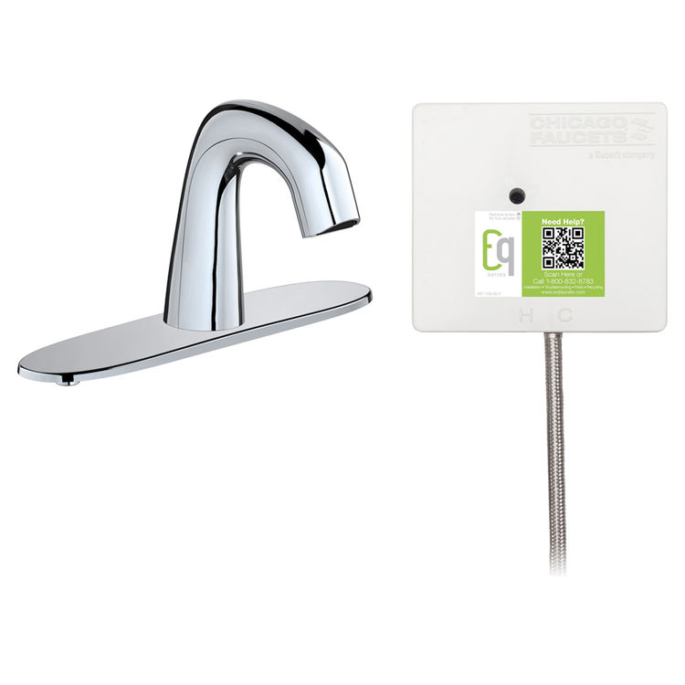 Chicago Faucet EQ-D13B-21ABCP Chicago Faucets EQ-D13B-21ABCP EQ Chrome EQ Curved Series Lavatory Sink Faucet with Hands-free Infrared Detection