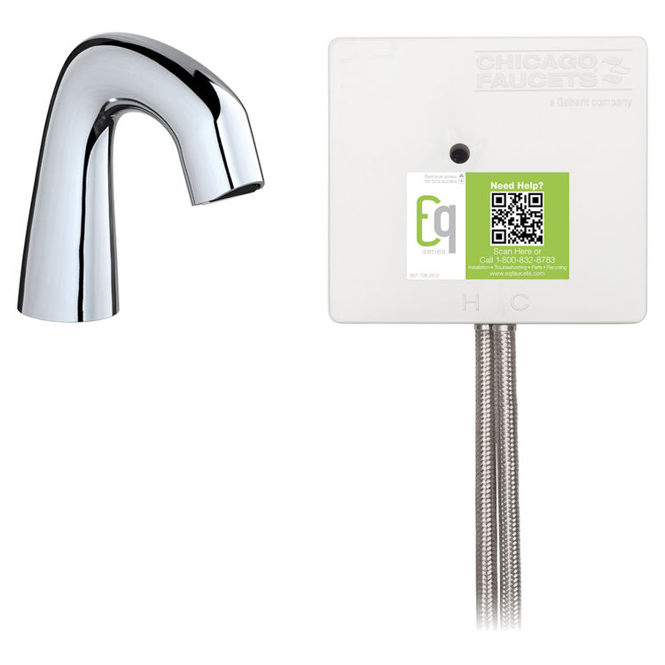 Chicago Faucet EQ-A11B-23ABCP Chicago Faucets EQ-A11B-23ABCP EQ Chrome EQ Curved Series Lavatory Sink Faucet with Hands-free Infrared Detection