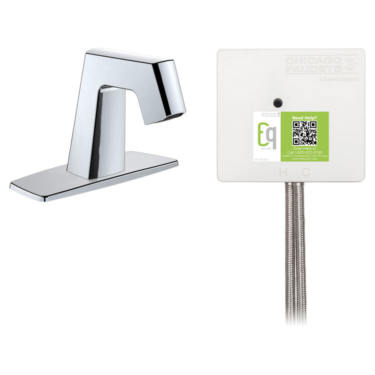 Chicago Faucet EQ-B12A-13ABCP Chicago Faucets EQ-B12A-13ABCP EQ Chrome EQ Angular Series Lavatory Sink Faucet with Hands-free Infrared Detection