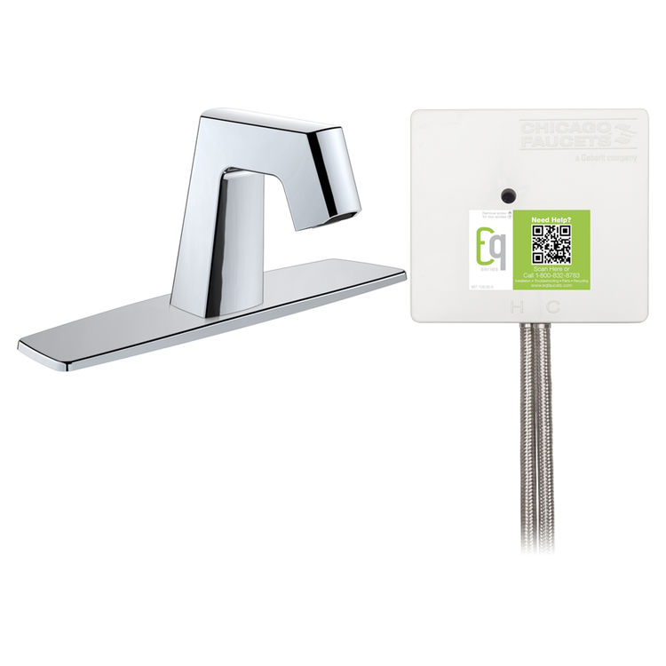 Chicago Faucet EQ-B13A-43ABCP Chicago Faucets EQ-B13A-43ABCP EQ Chrome EQ Angular Series Lavatory Sink Faucet with Hands-free Infrared Detection