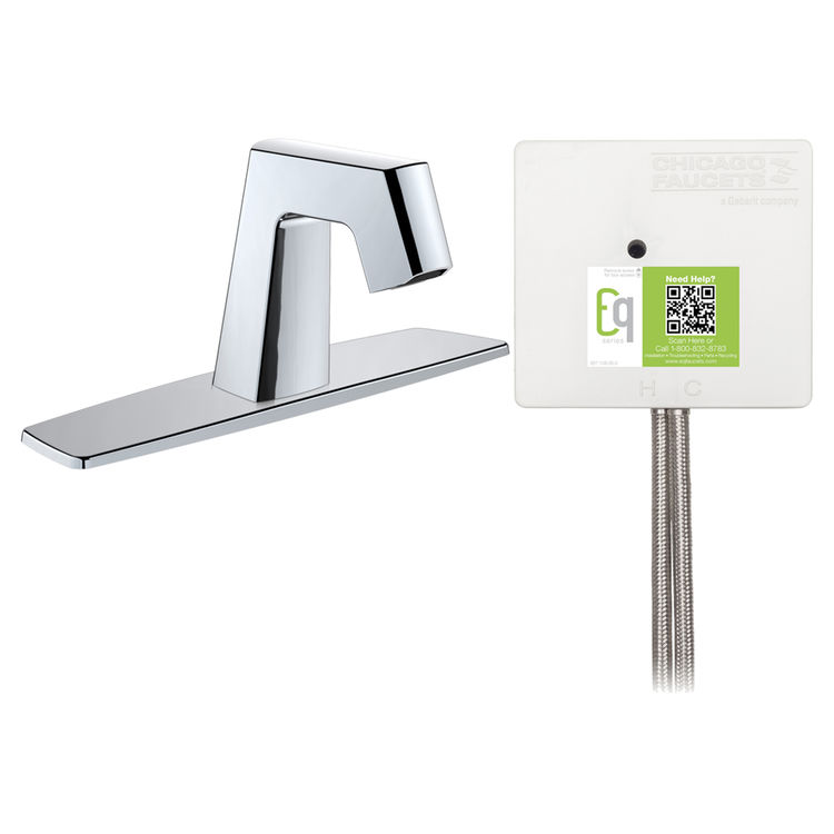 Chicago Faucet EQ-B13A-12ABCP Chicago Faucets EQ-B13A-12ABCP EQ Chrome EQ Angular Series Lavatory Sink Faucet with Hands-free Infrared Detection
