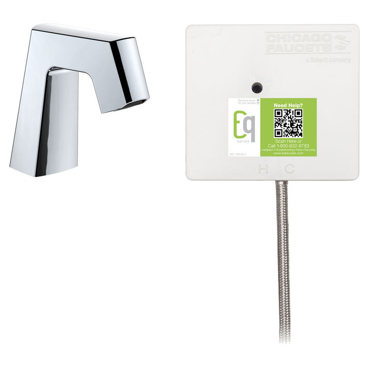 Chicago Faucet EQ-B11A-31ABCP Chicago Faucets EQ-B11A-31ABCP EQ Chrome EQ Angular Series Lavatory Sink Faucet with Hands-free Infrared Detection