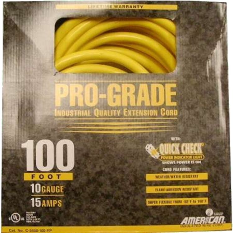 Voltec  American Insulated Wire C-3440-100-YP 100' Exten Cord