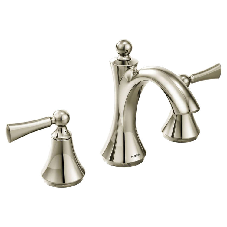 Moen T4520NL Moen T4520NL Wynford Polished Nickel Two Handle Widespread Lavatory Faucet