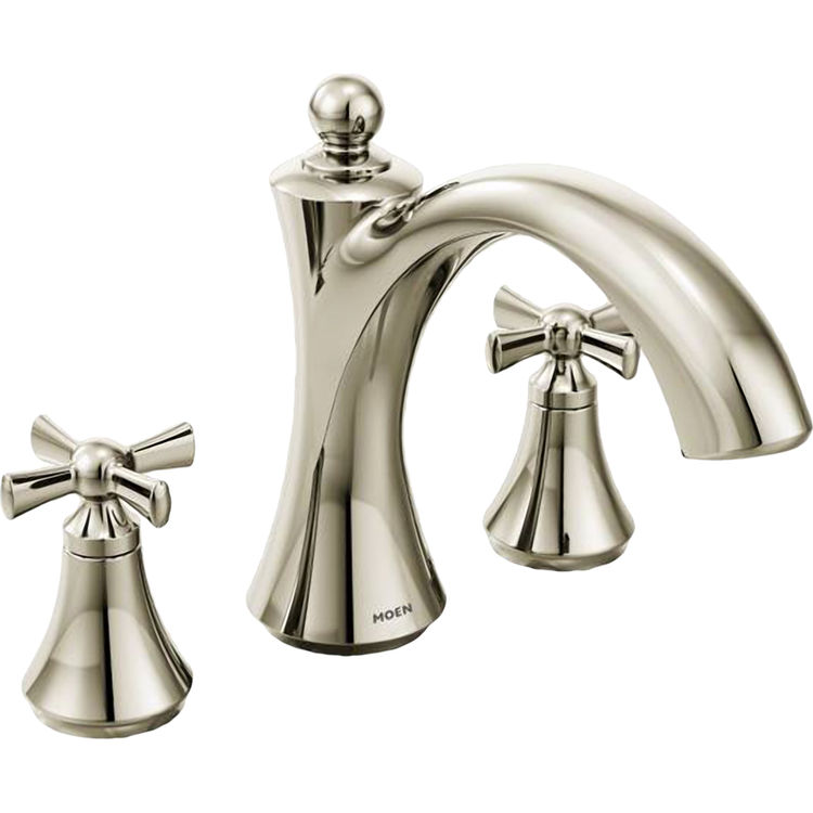 Moen T657NL Moen T657NL Wynford Polished Nickel Roman Tub Faucet Trim