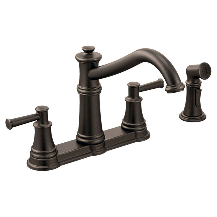 Moen 7255ORB Moen 7255ORB Belfield Oil Rubbed Bronze Two Handle Kitchen Faucet with Spray