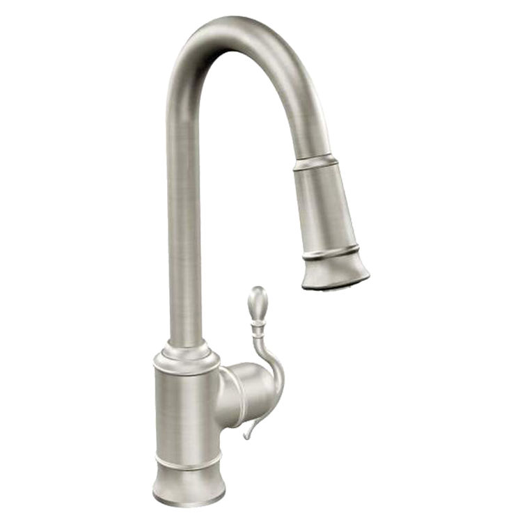Moen 7615SRS Moen 7615SRS Woodmere One Handle Pull-down Kitchen Faucet Spot Resist Stainless