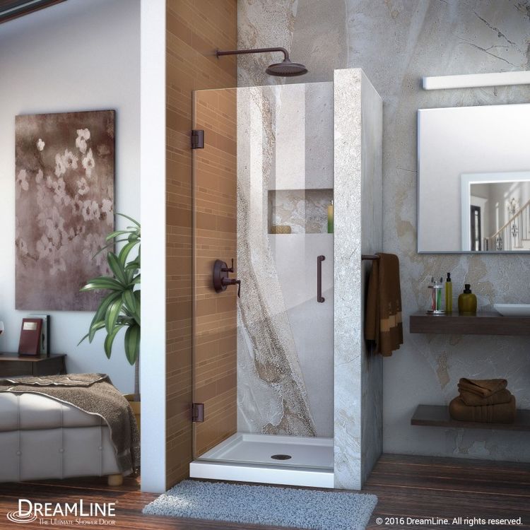 DreamLine Unidoor 25 in. Frameless Hinged Shower Door, Clear 3/8 in