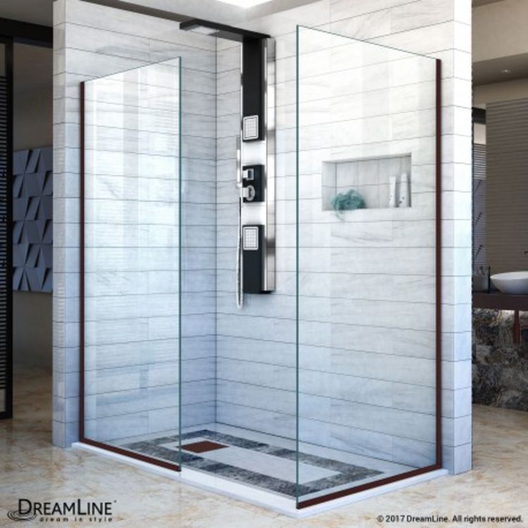 Linea Frameless Shower Door Two Attached Glass Panels 30 In X