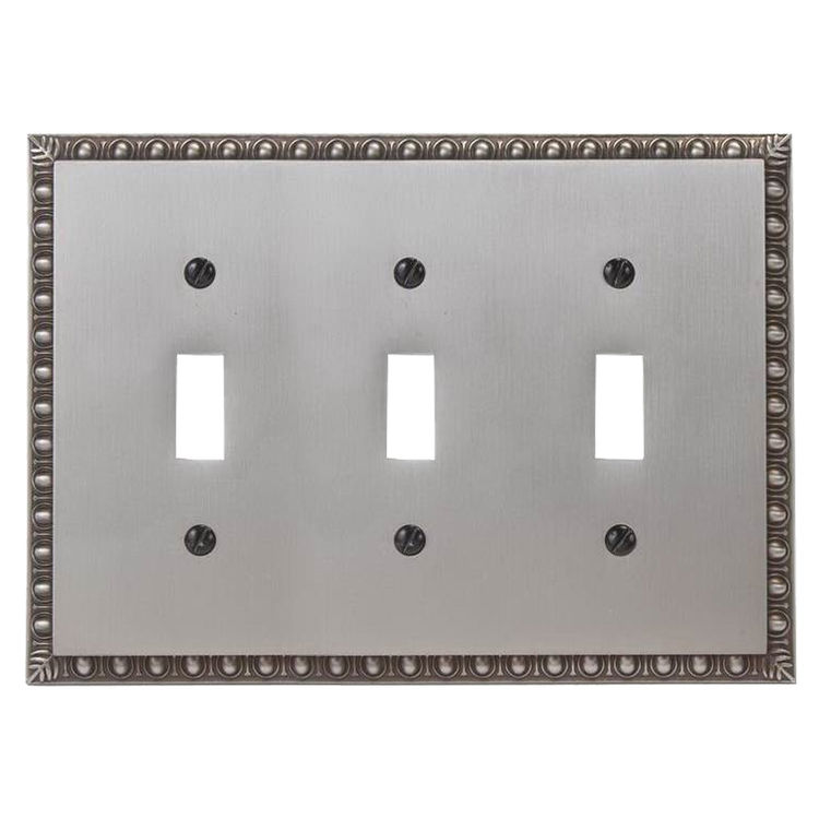 Amerelle 90TTAN Amerelle Renaissance 2-Toggle Wall Plate, 2 Gang, 4-15/16 in L X 4-15/16 in W, Antique Nickel