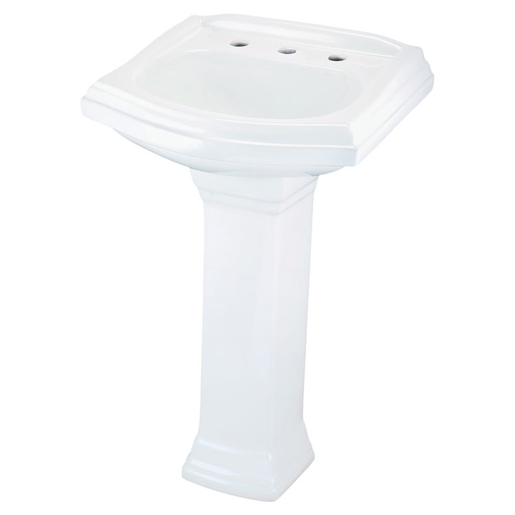 Gerber 22569 Allerton Petite Pedestal Bathroom Sink, 3Hole, 8" Centers, White