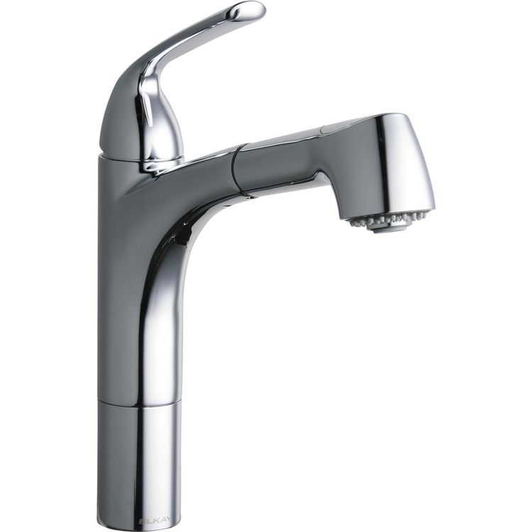 View 2 of Elkay LKGT1041CR Elkay Gourmet Single-Hole Kitchen Faucet Pull-out Spray and Lever Handle with Hi and Mid-rise Base Options Chrome - LKGT1041CR