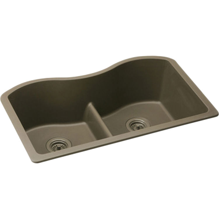 Elkay Quartz Classic 33" x 20" x 91/2", Equal Double Bowl Undermount Sink with Aqua Divide