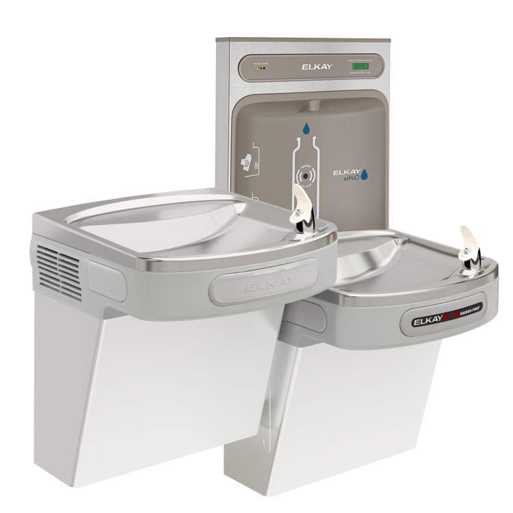 Elkay LZOTL8WSLK Elkay LZOTL8WSLK Versatile Bi-Level Hands-Free Water Cooler w/ EZH2O Bottle Filler - 8 GPH, Filtered, 115v, Light Gray
