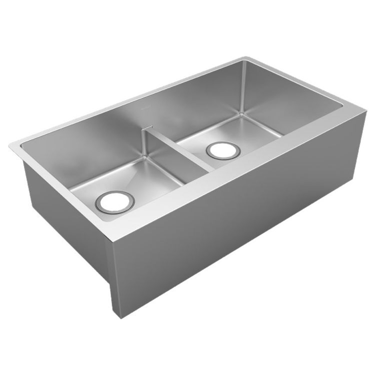 View 2 of Elkay EFRUFFA3417 Elkay EFRUFFA3417 Crosstown Equal Double Bowl Farmhouse Sink with Aqua Divide, Stainless Steel, 35-7/8