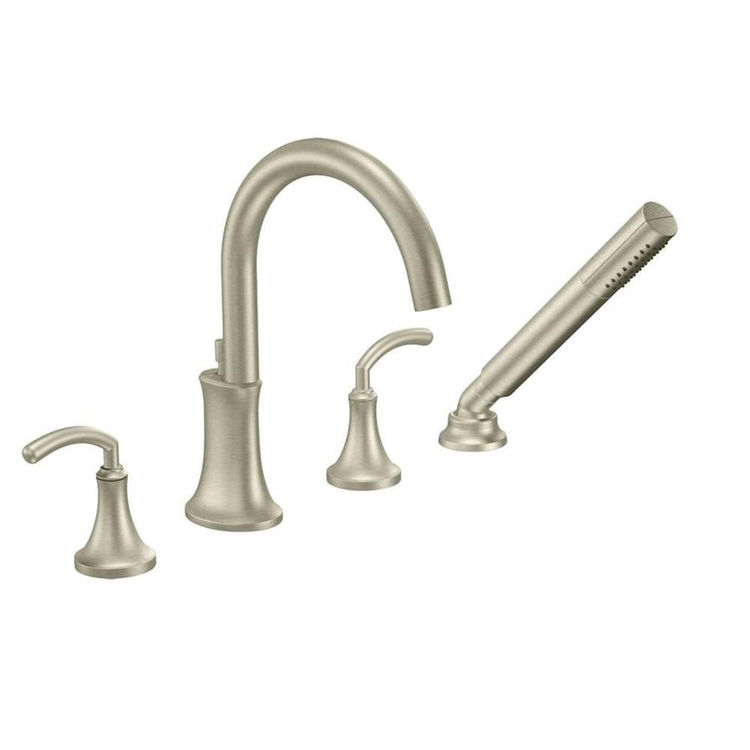 Moen TS964BN Moen TS964BN Icon Two-Handle High Arc Roman Tub Faucet with Hand Shower, Brushed Nickel