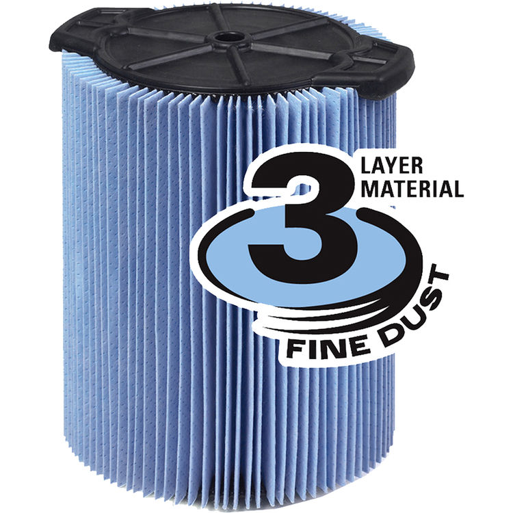 3-Layer Fine Dust Cartridge Filter 72952 for RIDGID VF5000 5-20 Gal Wet Dry Vacs 