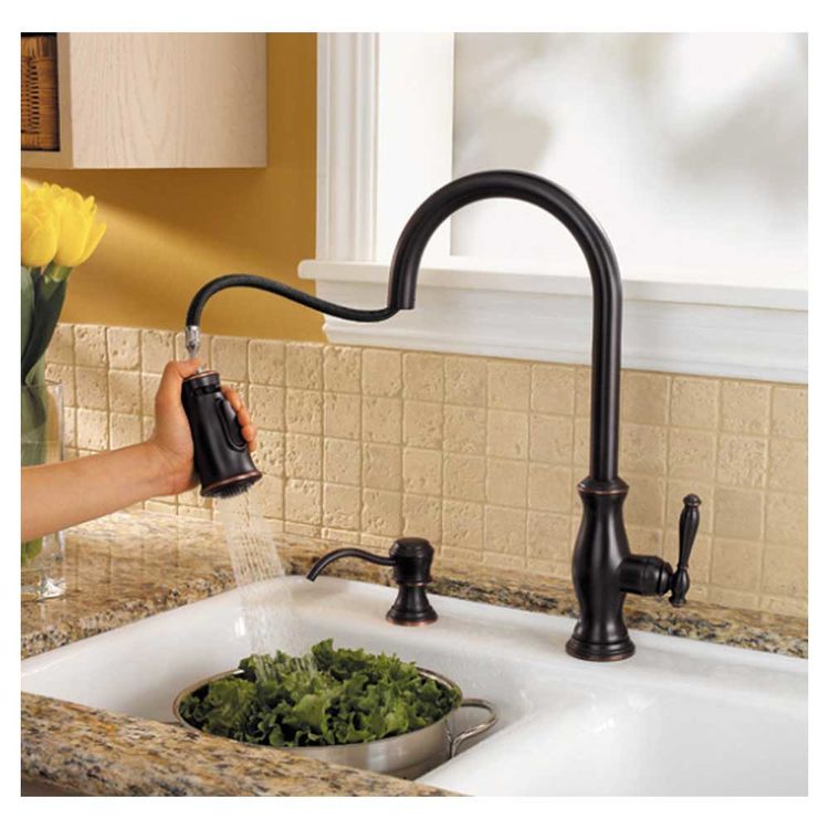 View 5 of Pfister GT529-TMY Pfister GT529-TMY Hanover 1-Handle Pull-Down Kitchen Faucet w/ Soap Dispenser, Tuscan Bronze