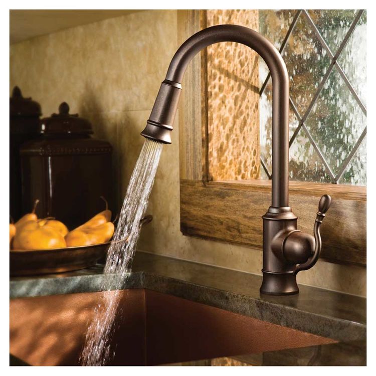 Moen 7615orb Woodmere One Handle High Arc Pulldown Kitchen Faucet