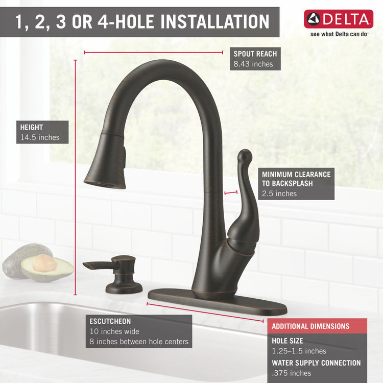 Delta 16968-RBSD-DST Delta 16968-RBSD-DST Talbott Venetian Bronze Kitchen Pulldown Faucet W/ Soap Dispenser