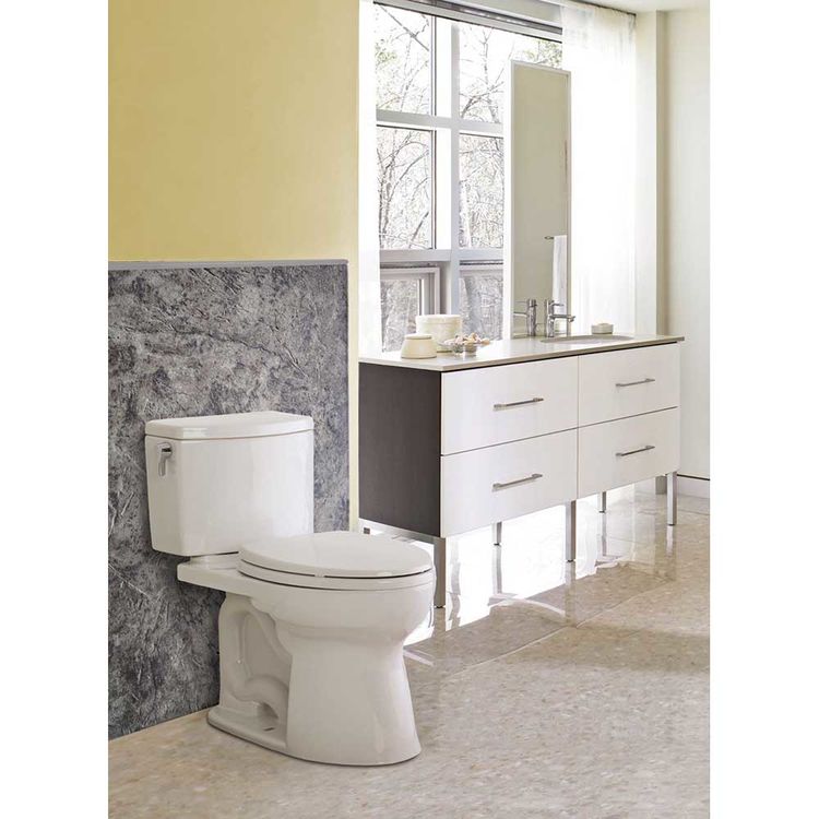 View 4 of Toto CST453CEFG#01 Toto Drake II Two-Piece Round 1.28 GPF Universal Height Toilet with CeFiONtect, Cotton White - CST453CEFG#01