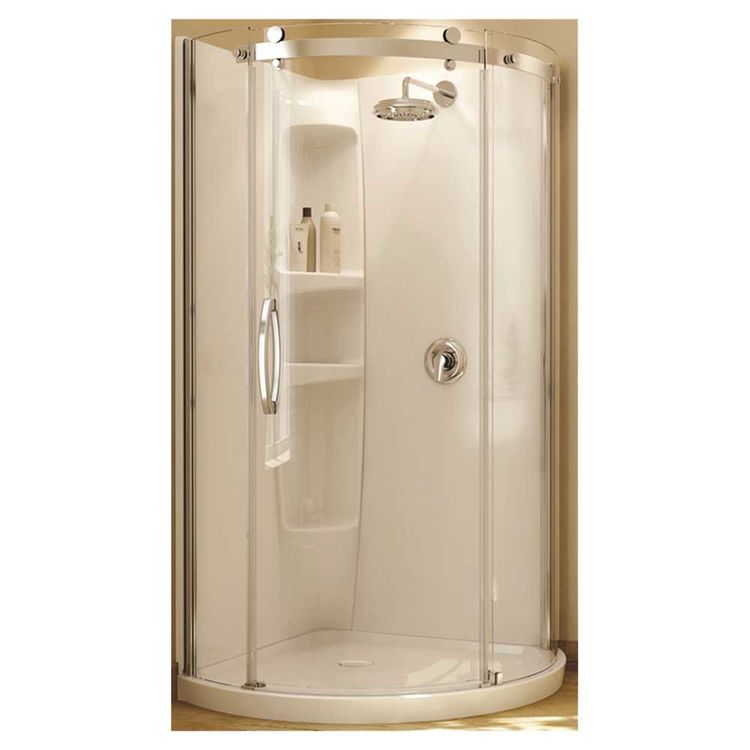 Maax 105760L000001 Olympia Round 36" x 36" x 78" Shower Stall, White, Left Opening