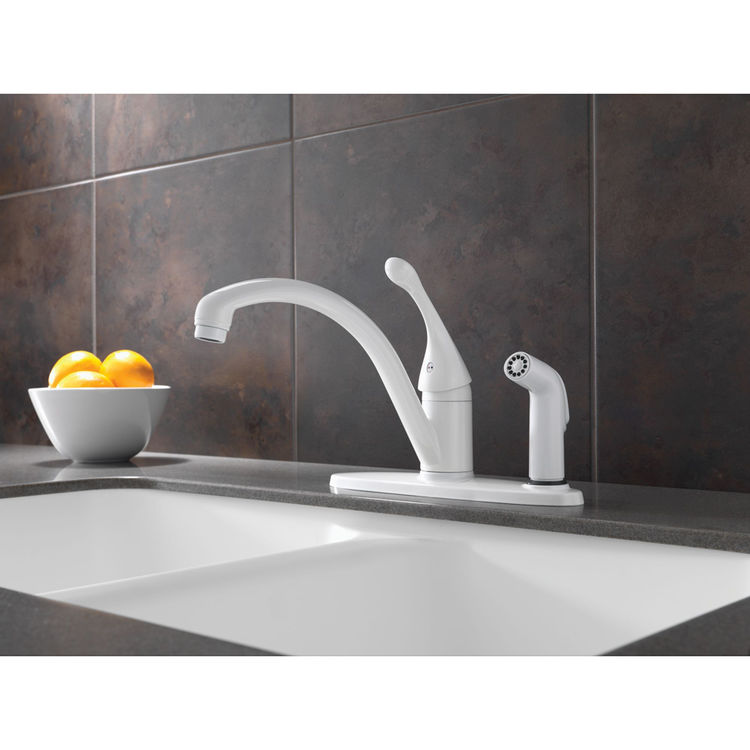 View 3 of Delta 340-DST Delta 340-DST Collins Single Handle Kitchen Faucet with Sprayer in Chrome Finish