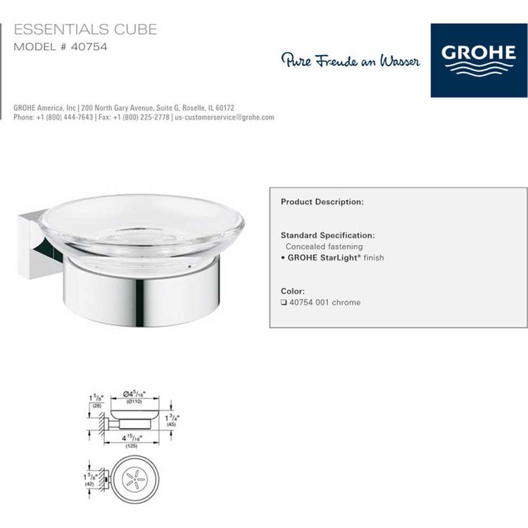 View 3 of Grohe 40754001 Grohe 40754001 Essentials Soap Dish with Holder, Starlight Chrome