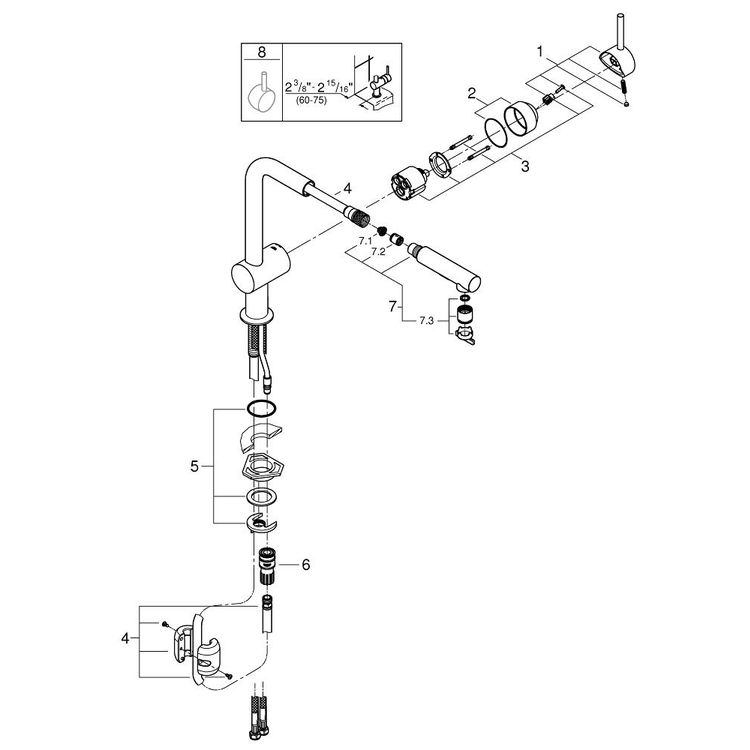 Grohe 30300000 Minta Single Handle Kitchen Faucet Starlight Chrome