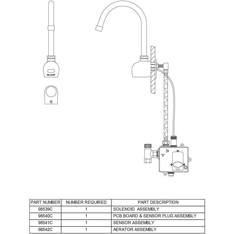 Elkay LKB722C Single Hole WallMounted Sensor Operated Faucet, Chrome