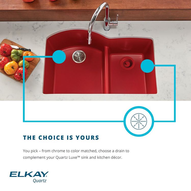 View 8 of Elkay ELXHU3322RSM0 Elkay Quartz Luxe Double Bowl 60/40 Undermount Sink with Aqua Divide - Silvermist (ELXHU3322RSM0)