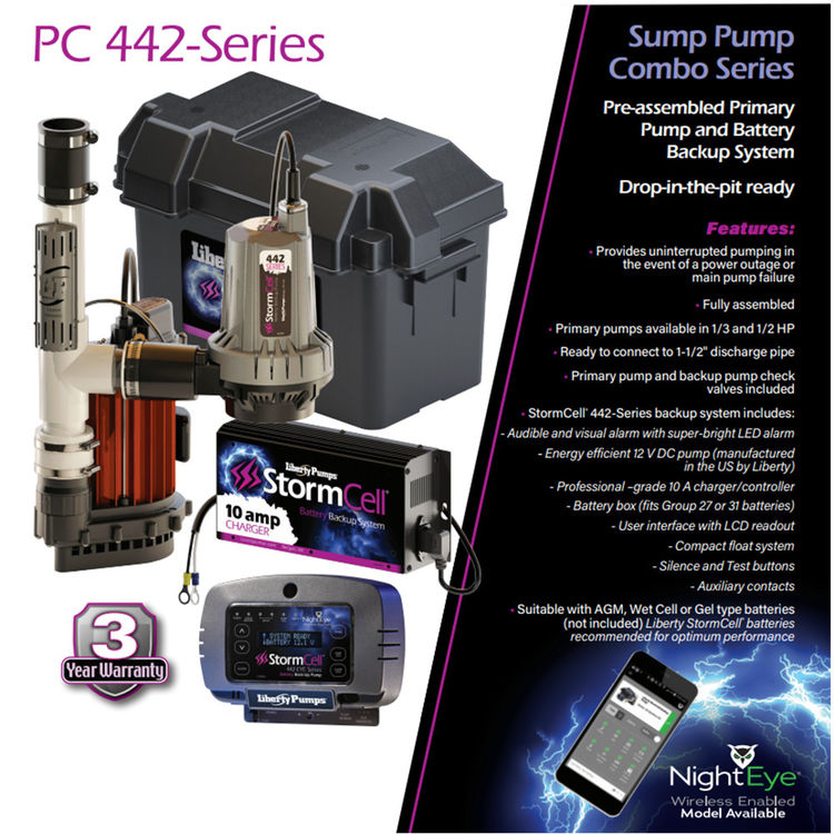 View 4 of Liberty PC457-442-10A Liberty PC457-442-10A StormCell 457 Sump Pump w/ Battery Backup - 1/2 HP, 7.3A Pump, 10A Charger