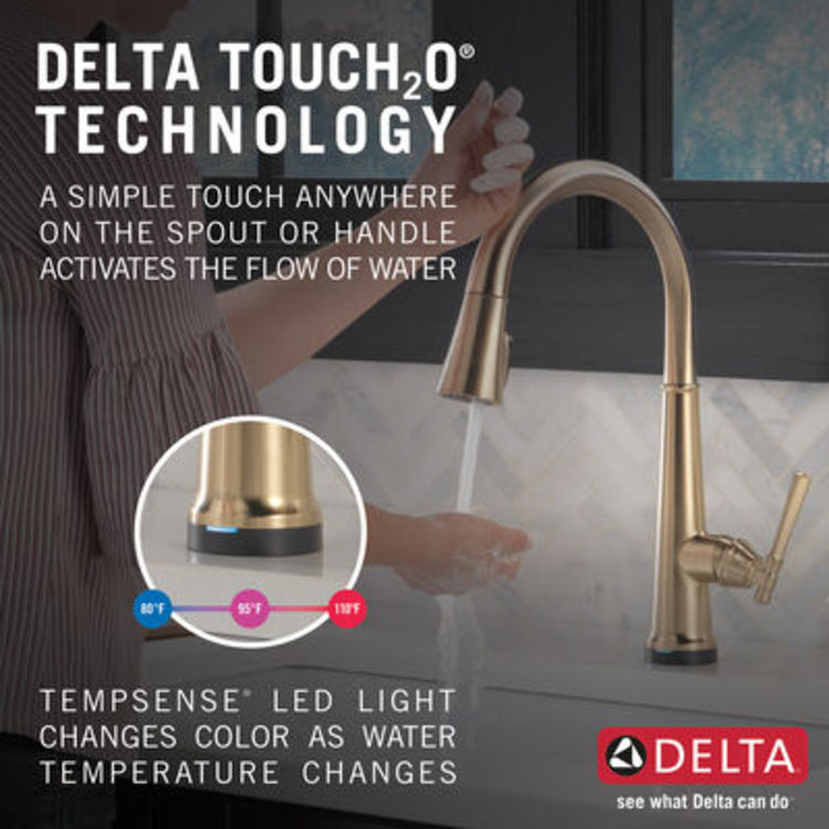 View 10 of Delta 9182T-CZ-PR-DST Delta Emmeline Single Handle Pull Down Kitchen Faucet, Lumicoat Champagne Bronze - 9182T-CZ-PR-DST 