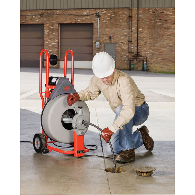 Ridgid K-750 115v滚筒机-自动进料，5/8＂Pigtail, Gloves - Ridgid 51402