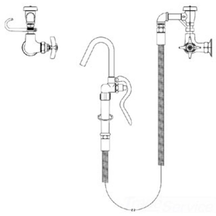 T&S Brass B-0605-H Pot Filler, Vacuum Breaker, Stainless Steel Hose, Red  Index