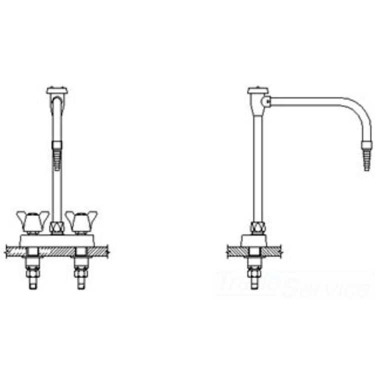 Delta W6720-10-R25 Delta W6720-10-R25 Teck Deckmount 2-Arm Lab Handles Centerset Mixing Faucet w/ Angle Vacuum Breaker, Chrome