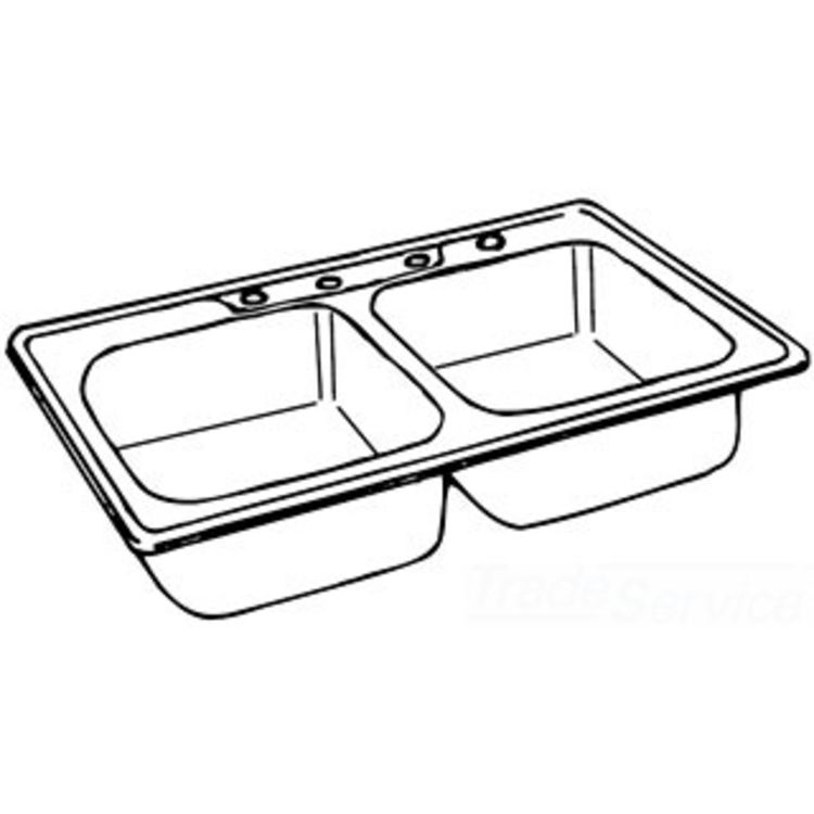 Dayton DW10233225 Dayton DW10233225 Stainless Steel Top Mount Double Bowl Sink