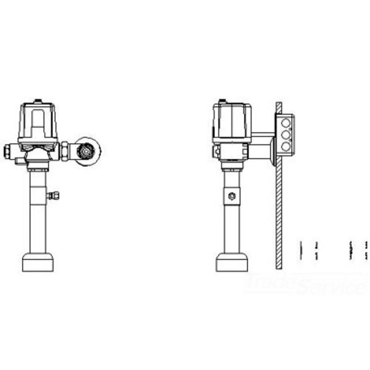 Delta 81T201HWA-1 Delta 81T201HWA-1 TECK H2Optics Exposed Flush Valve, 1.6 gpf, Trap Seal Primer Tee, 1.5