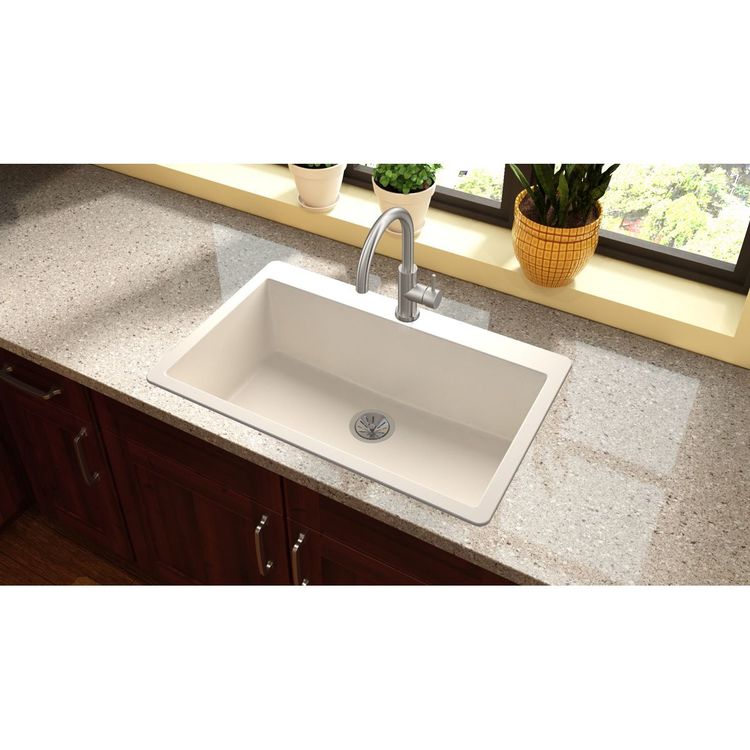 Elkay ELXR13322RT0 Quartz Luxe Single Bowl Top Mount Sink, Ricotta