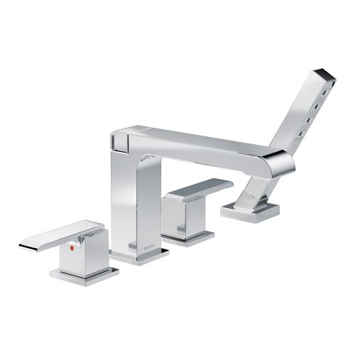 Delta T4767 Delta Ara Roman Tub Faucet Trim w/ Hand Shower, Lever Handles, Polished Chrome - T4767