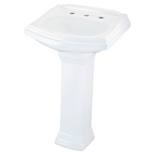 Gerber 22569 Allerton Petite Pedestal Bathroom Sink, 3Hole, 8" Centers, White