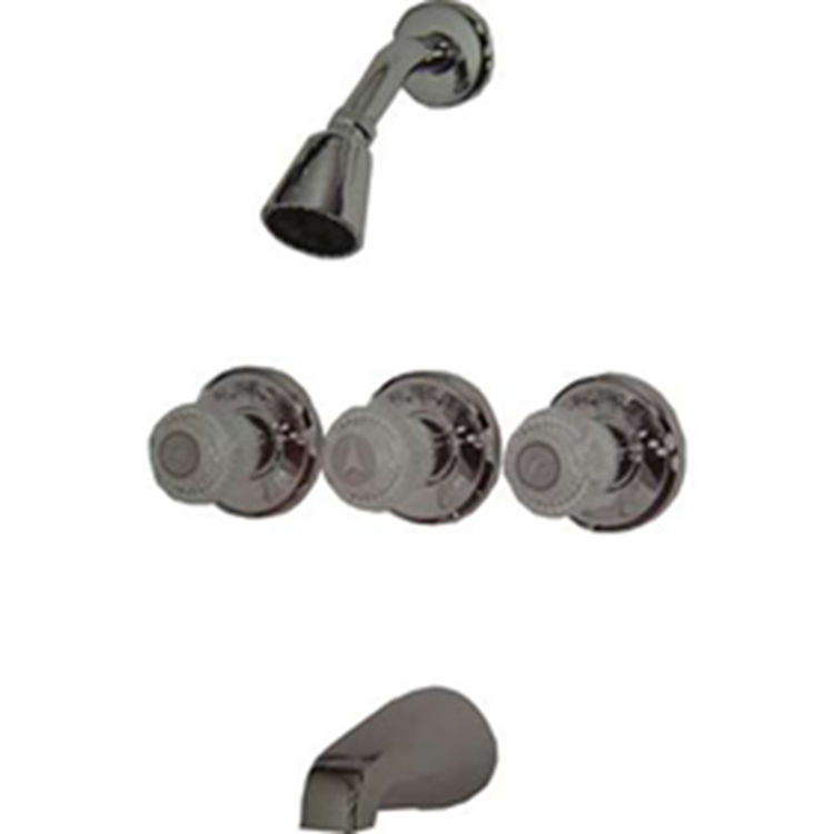 B&K 122213L 3 Handle Tub and Shower Faucet Chrome PlumbersStock