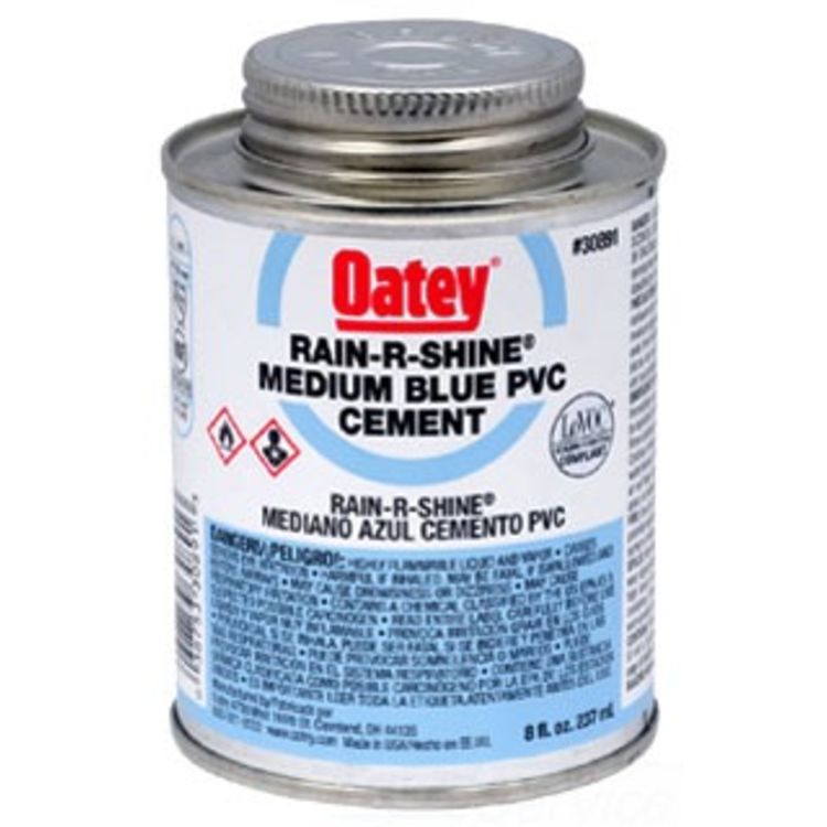 Oatey 30891 1/2 Pint (8 Oz.) RainRShine Medium Blue PVC Cement